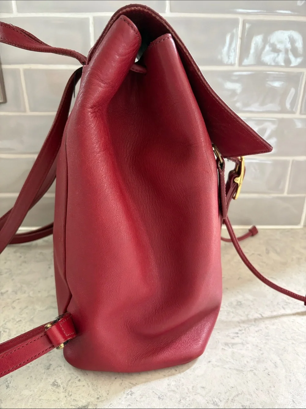 Y2K Coach Legacy West Hampton daypack backpack 9827 Red glove leather